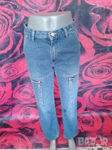 Chester Jeans Дамски дънки с ципове, джобове и широко прави крачоли С/М, снимка 4 - Дънки - 49447342