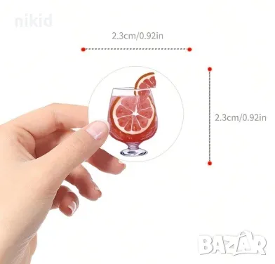 100 бр коктейл чаша сок напитка самозалепващи лепенки стикери за ръчна изработка за подарък, снимка 2 - Други - 47376726