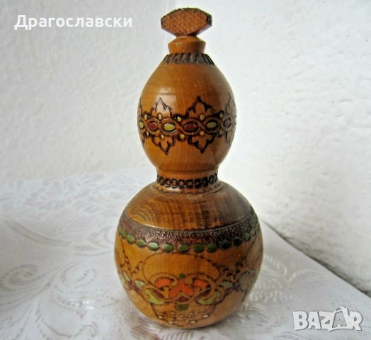 СТАРА Копанка купа с украса и резба, Примитив  и дървена барутница, снимка 8 - Антикварни и старинни предмети - 28898645