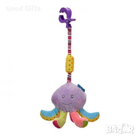 Висяща играчка количка Цветен октопод със звук 24 см