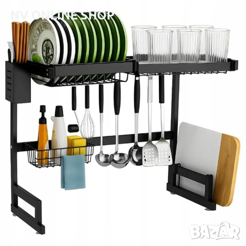 Двуетажен сушилник за съдове с поставка за дъска за рязане, снимка 7 - Аксесоари за кухня - 53175759