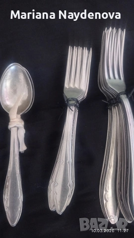 комплект прибори по 6 бр.от соца и кълцалник, снимка 3 - Антикварни и старинни предмети - 53493745