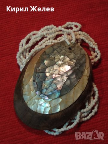 РАЗКОШНО МЪНИСТЕНО КОЛИЕ МЕДАЛЬОН от САНДАЛОВО ДЪРВО с РЪЧНО ИНКРУСТИРАН КРАЛСКИ СЕДЕФ 25504