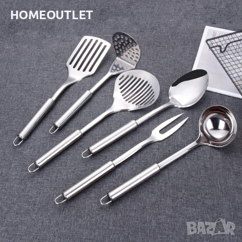 Комплект готварски прибори на стойка 7 части, снимка 6 - Прибори за хранене, готвене и сервиране - 36306327