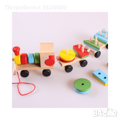  Дървено влакче с два вагона, снимка 7 - Влакчета, самолети, хеликоптери - 40749287