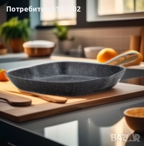 Тиган грил Goldmann, 28x4.5см., 24х7 см., Лят алуминий, Керам. покр., Индукция