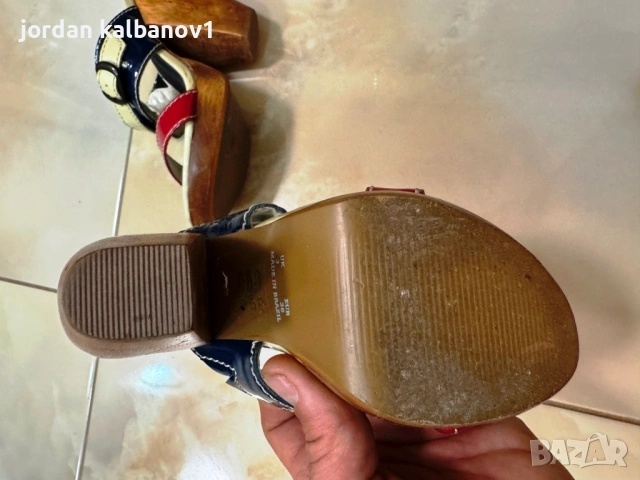 Подарявам - дамски лачени чехли с висок ток Feud номер - 36 стелка - 23см. ток - 10см., снимка 4 - Чехли - 53806268