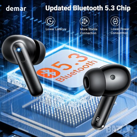 Aoslen Безжични слушалки, Bluetooth 5.3 IPX7 водоустойчиви черни, снимка 5 - Bluetooth слушалки - 44168599