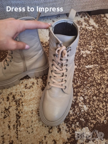 Бежови боти естествена кожа 40, снимка 2 - Дамски боти - 53572085