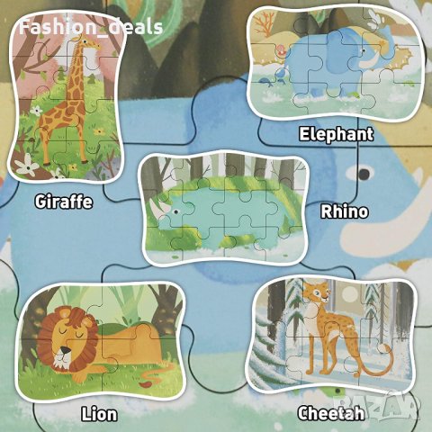 Нов комплект Дървени пъзели Животни образователна играчка за деца 3+, снимка 6 - Образователни игри - 34059965