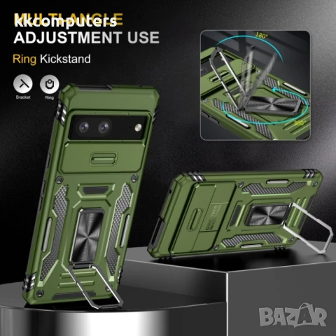 Google Pixel 9 Pro / Pixel 9 Удароустойчив Ring Holder Калъф и Протектор, снимка 5 - Калъфи, кейсове - 51122655