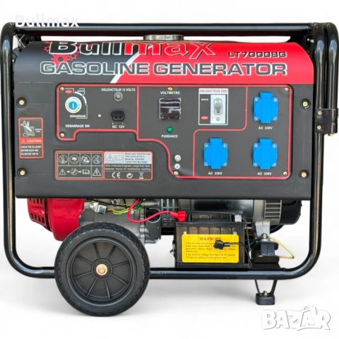  Бензинов генератор за ток Bullmax 7KW, Монофазен, Ел Старт, 420сс, Преносим назад