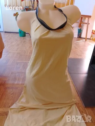 Дълга рокля много бледо жълто с колан , снимка 4 - Рокли - 47676854