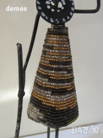 Елегантен метален свещник с пясъчна мъниста, Етиопия, снимка 2 - Декорация за дома - 49691621