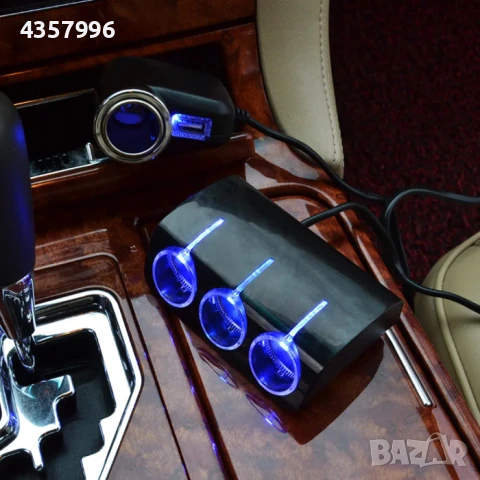 Разклонител за запалка с 4 гнезда и 1 USB, 1528, снимка 2 - Аксесоари и консумативи - 50463020
