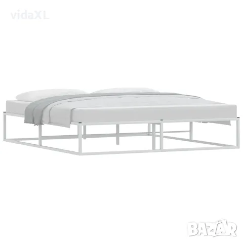 vidaXL Рамка за легло без матрак Бяла 180x200 cm Метал