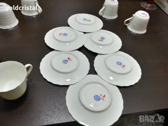 Стар български костен порцелан Бононя чашки за чай кафе, снимка 5 - Антикварни и старинни предмети - 48684019