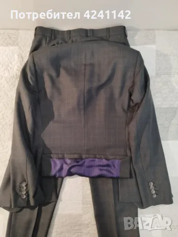 Мъжки официален костюм Paruchev /сиво каре/ размер S, снимка 5 - Костюми - 47300976