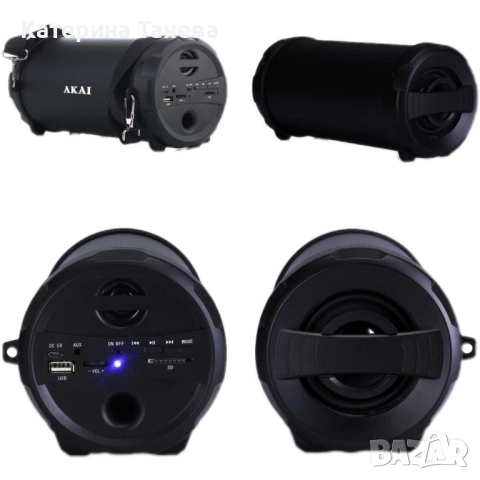 Преносима тонколона AKAI ABTS-12C 10W с Bluetooth. LED светлини. USB слот, снимка 3 - Други - 51885324