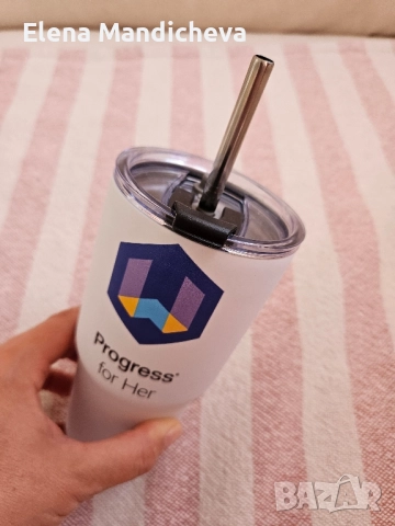 Термос чаша Неръждаема стомана Със сламка 600мл Бяла, снимка 2 - Чаши - 51701358