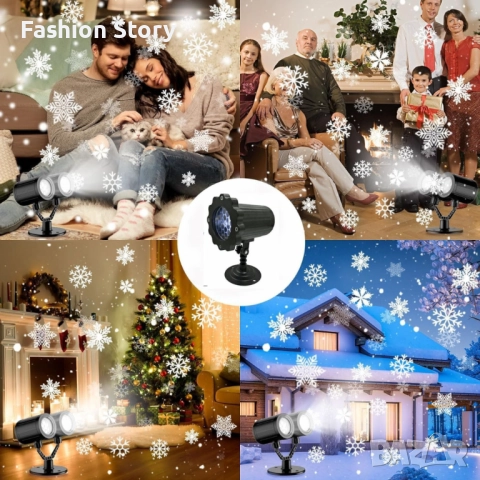 Водоустойчив LED проектор Снежинка за прожектиране на сняг, снимка 7 - Прожектори - 51976400