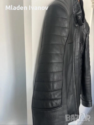 Мъжко кожено черно яке - 100% естествена кожа, М, снимка 6 - Якета - 53404546