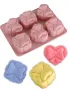 6 сърце сърца квадрат кутия с пандела силиконов молд форма фондан шоколад гипс сапун кексче десерт, снимка 1