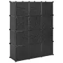 vidaXL Модулен шкаф с 9 отделения, 109x36,5x143 см, черно и бяло, снимка 6