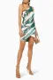  Elisabetta Franchi One-Shoulder Sequin къса парти официална коктейлна рокля пайети аквамарин , снимка 1