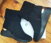 Боти дамски зимни черни платформа - изкуствен велур+плетиво, снимка 3