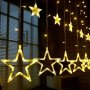 LED Завеса с коледни звезди. , снимка 1 - Декорация за дома - 42553060