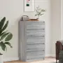 vidaXL Скрин с чекмеджета, сив сонома, 60x36x103 см, инженерно дърво, снимка 3