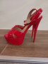 Елегантни червени лачени сандали с висок ток Paolo Bocelli