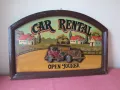 стара картина, Car Rental, релефна,English, снимка 1