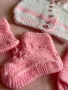 Розов ръчно плетен бебешки костюм, снимка 5
