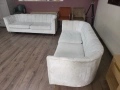 Кремав комплект дивани от плат две тройки, снимка 6