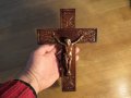 Стар кръст разпятие Христово, Исус Христос 25 х 17 см с красиви мотиви, снимка 5