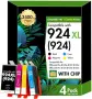 Нови 924XL мастилници за HP OfficeJet Pro 8122e 8130e, 4 цвята, висок капацитет за печат принтер , снимка 1