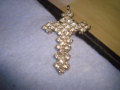БЛЕСТЯЩ КРИСТАЛЕН СРЕБРИСТ АРТ КРЪСТ 22941, снимка 3