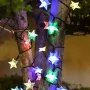 5461 Многоцветни соларни лампички Звездички, 20 светодиода, снимка 3