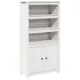 vidaXL Висок шкаф, бял, 80x35x154 см, борово дърво масив, снимка 1