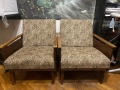 🪑 Два ретро фотьойла от 70-те/80-те години – дървени подлакътници, оригинална дамаска- Ст.Загора, снимка 3
