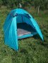 Продавам чисто нова синя много лека двуслойна палатка с алуминиеви рейки и два входа , снимка 11