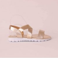 Дамски летни сандали в златисто, снимка 2 - Сандали - 35929140