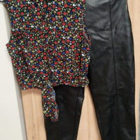 Сет кожени панталони ginatricot +риза H&M, снимка 1 - Панталони - 44840482