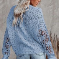 Дамски пуловер с дълъг ръкав с изрязани венчелистчета, 2цвята - 023, снимка 10 - Блузи с дълъг ръкав и пуловери - 39343278