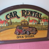 3 D Vintage, Car Rental, стара рекламна табела ,картина , снимка 4 - Картини - 38994668