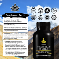 Капсули Shilajit 120 бр. 1000mg на порция, веган органичен хималайски, снимка 4 - Хранителни добавки - 44622406