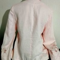 Бледо розово сако с бродерии на ръкавите, M/L, снимка 2 - Сака - 38971843