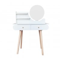 Приказна тоалетка в бял цвят, с кръгло огледало, снимка 3 - Тоалетки - 39494400